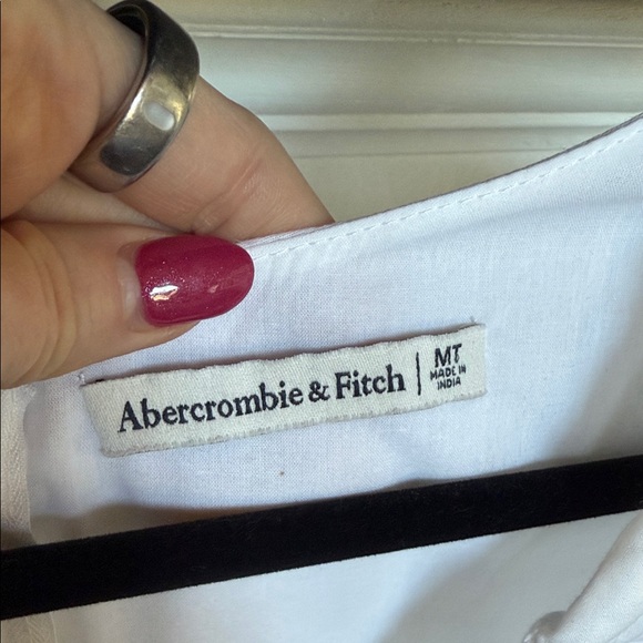 Abercrombie White Puff Baby Doll Sleeve Dress with Bow - Picture 3 of 4